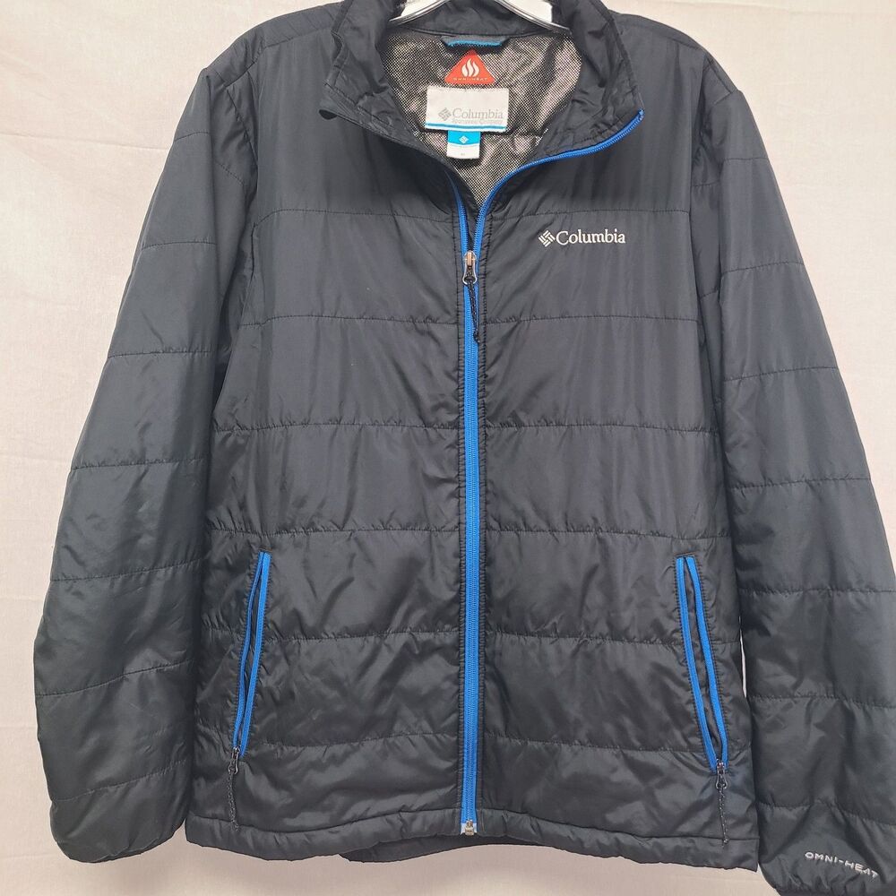 Columbia Omni Heat Jacket Mens Sz Medium Black Zip Winter Puffer Insulated Coat